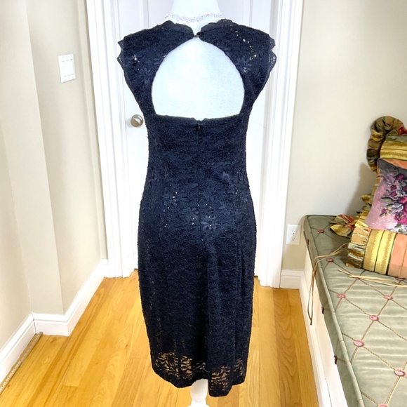 RM Richards Black Party Dress Lace Sequins Open Back (6) - Picture 4 of 9